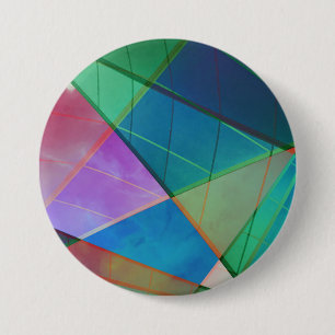 Bóton Redondo 7.62cm Triângulos modernos e coloridos, formas trapezoid