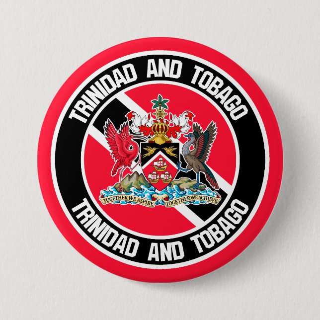 Bóton Redondo 7.62cm Trinidad e Tobago Round Emblem (Frente)