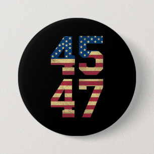 Bóton Redondo 7.62cm Trump 2024 45 47 Bandeira Americana Vintage Retro 