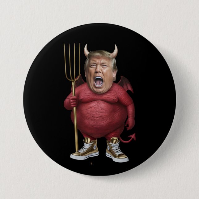 Bóton Redondo 7.62cm Trump Devil Button (Frente)