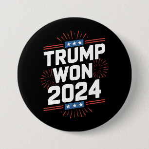 Bóton Redondo 7.62cm Trump Ganhou 2024 Presidente 47º Da Casa Branca