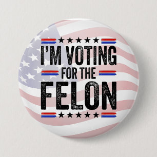 Bóton Redondo 7.62cm Trump Im Vota para um Felon