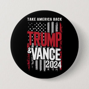 Bóton Redondo 7.62cm Trump Vance 2024 Bandeira dos EUA Devolva a Améric