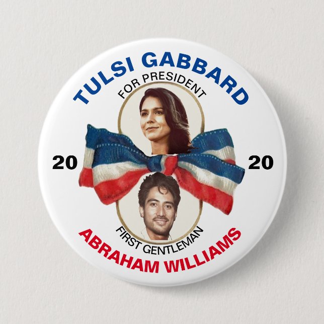 Bóton Redondo 7.62cm Tulsi Gabbard e Abraham Williams 2020 (Frente)