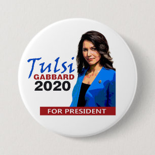 Bóton Redondo 7.62cm Tulsi Gabbard para o presidente 2020