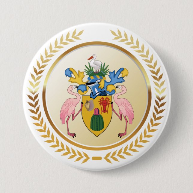 Bóton Redondo 7.62cm Turks & Caicos Casaco de Armas (Frente)