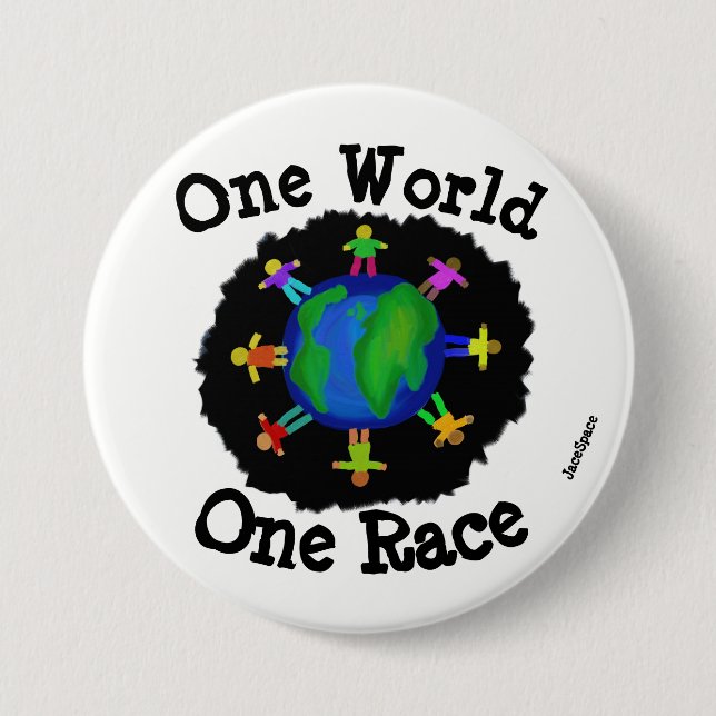 Bóton Redondo 7.62cm Um mundo, uma raça (Frente)