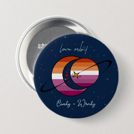 Bóton Redondo 7.62cm Universo da Órbita do Amor Sol & Lua Pôr do Sol Ba