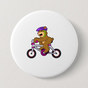 Bóton Redondo 7.62cm Urso com Bicicleta e Capacete
