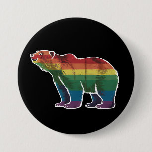 Bóton Redondo 7.62cm Urso Polar Retrô Arco-Íris Lésbica LGBT Orgulho Ga