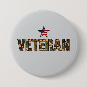 Bóton Redondo 7.62cm US Veterano Texto Camuflado