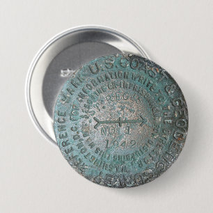 Bóton Redondo 7.62cm USGS Benchmark, Ruas. Pesquisa Geodésica de Montan