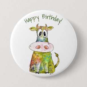 Bóton Redondo 7.62cm Vaca branca e colorida