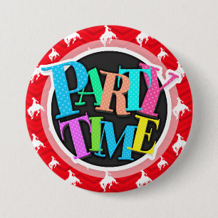 Bóton Redondo 7.62cm Vermelho Escarlate, Branco, Chevron, Rodeo Cowboy