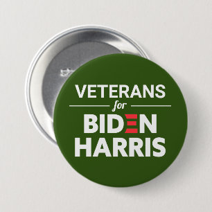 Bóton Redondo 7.62cm Veteranos para Biden Harris Texto Verde