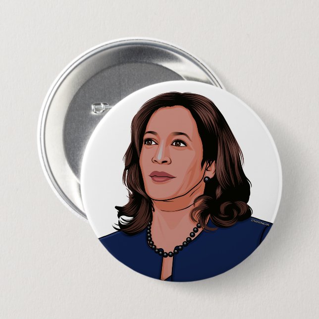 Bóton Redondo 7.62cm Vice-Presidente Kamala Harris (Frente & Verso)
