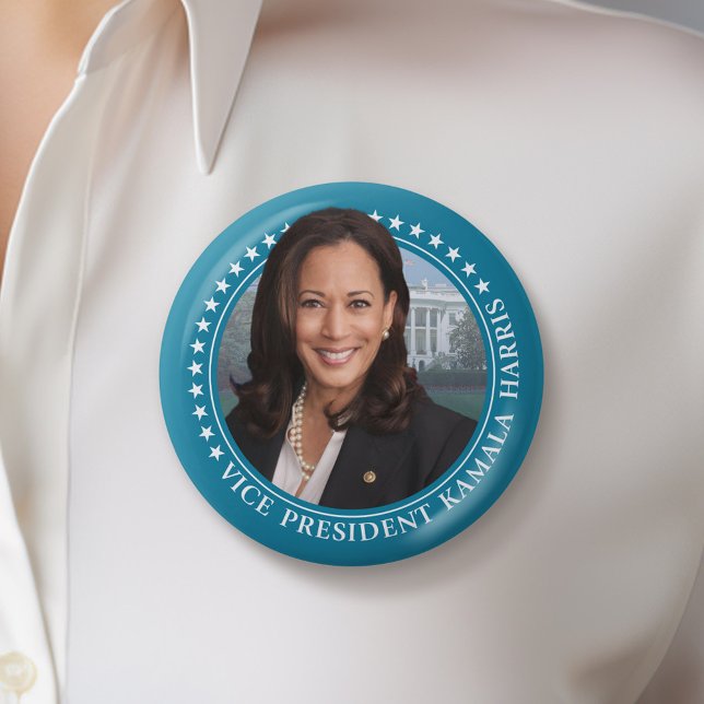Bóton Redondo 7.62cm Vice-Presidente Kamala Harris 2024 - Estrelas do T (Kamala Harris Campaign Button - Great Rally button for the Next Election)