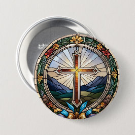 Bóton Redondo 7.62cm Vidro congelado da Santa Cruz Cristã
