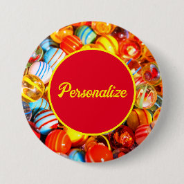 Bóton Redondo 7.62cm Vidros de vidro vintage colorido da antiga escola