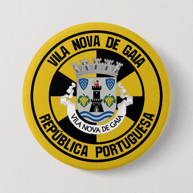 Bóton Redondo 7.62cm Vila Nova de Gaia Round Emblem (Frente)