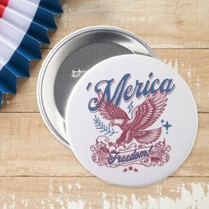 Bóton Redondo 7.62cm Vintage Eage Patriotic USA Eagle