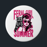 Bóton Redondo 7.62cm Vintage Feral Girl Summer Ogambm Funny Raccoon<br><div class="desc">Vintage Feral Girl Summer Ogambm Funny Raccoon</div>