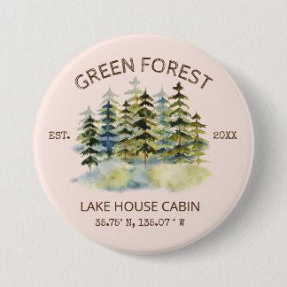 Bóton Redondo 7.62cm Vintage Foggy Green Forest Watercolor Cablagem