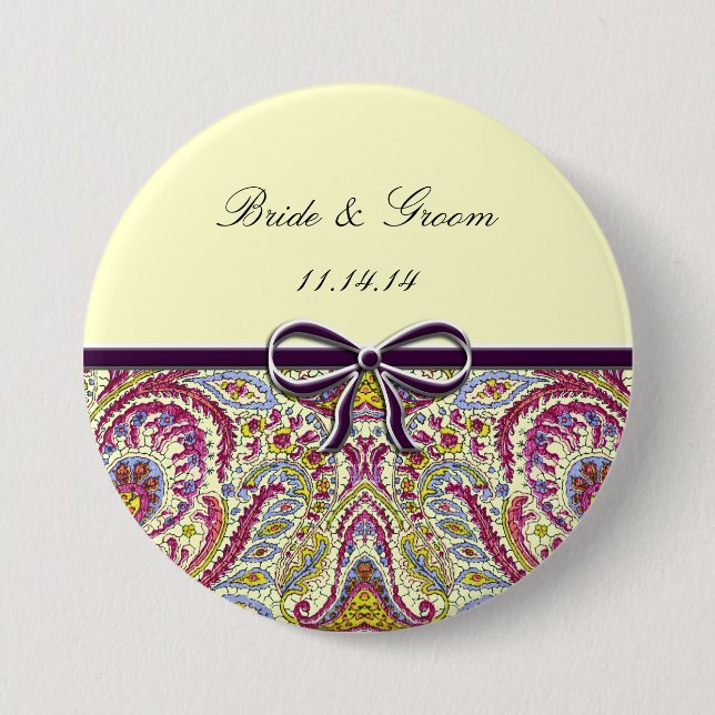 Bóton Redondo 7.62cm Vintage Paisley (Frente)