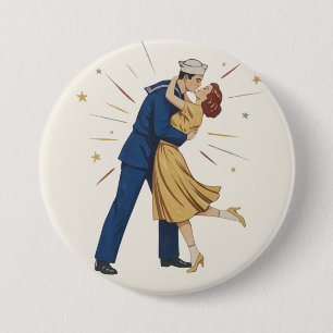 Bóton Redondo 7.62cm Vintage Sailor Kiss Pinup