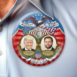 Bóton Redondo 7.62cm Vitória de posse - Donald Trump JD Vance<br><div class="desc">Botão Vitória Trump Vance 2024 - Um botão coletável de safra com a data de posse de 20 de janeiro de 2025. O botão comemorativo inclui uma foto de Donald Trump e JD Vance cercada por bandeiras e uma águia careca e as palavras Presidente e Vice-Presidente em uma faixa de...</div>