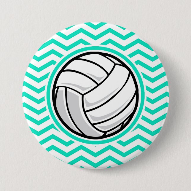 Bóton Redondo 7.62cm Voleibol; Aqua Green Chevron (Frente)