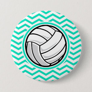 Bóton Redondo 7.62cm Voleibol; Aqua Green Chevron