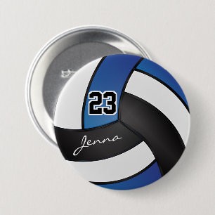 Bóton Redondo 7.62cm Voleibol azul, preto e branco