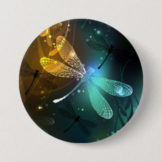 Bóton Redondo 7.62cm Voo luminoso verde de libélula