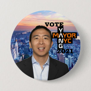 Bóton Redondo 7.62cm Vote Andy Yang NYC Mayor 2021