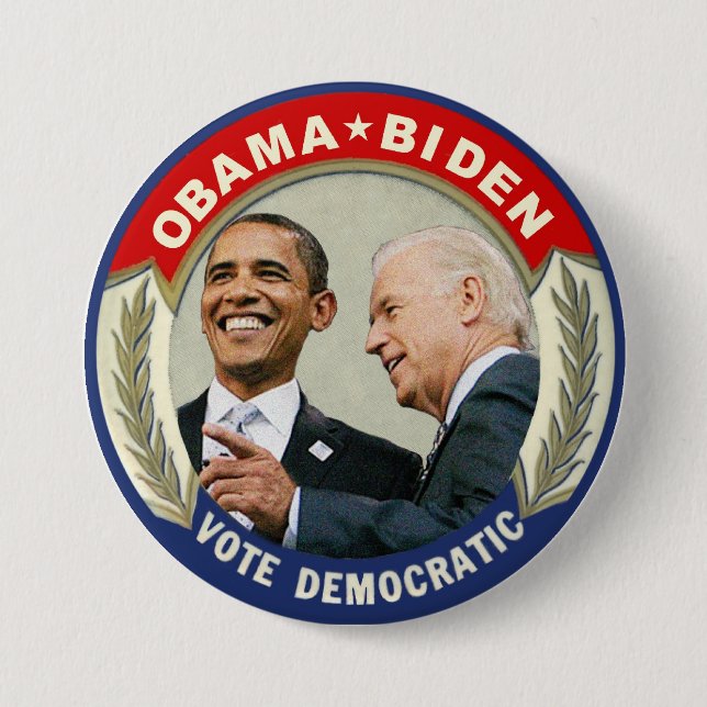 Bóton Redondo 7.62cm Voto de Obama Biden 2012 Democrática (Frente)