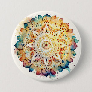 Bóton Redondo 7.62cm Watercolor Mandala