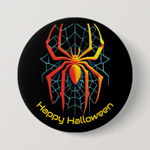 Bóton Redondo 7.62cm Web de Aranha Feliz Halloween