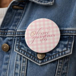 Bóton Redondo 7.62cm Wholesome Cute Pink Check Typography Galentine Day