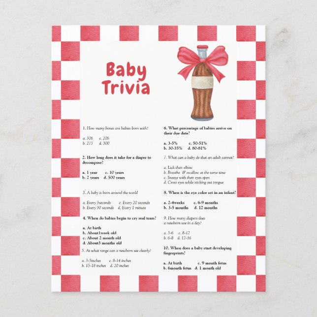 Bottle soda - Baby Trivia | Baby Shower Game (Frente)