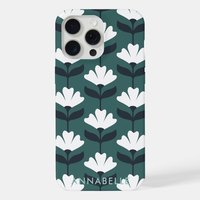 Bottom Monogram Name Sea Green Vintage Flowers (Verso)