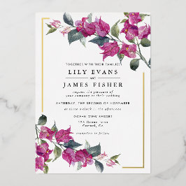 Bougainvillea Burgundy Rosa Floral Casamento Foil 