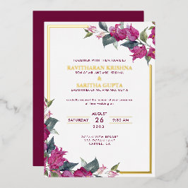 Bougainvillea Burgundy Rosa Floral Casamento Foil 