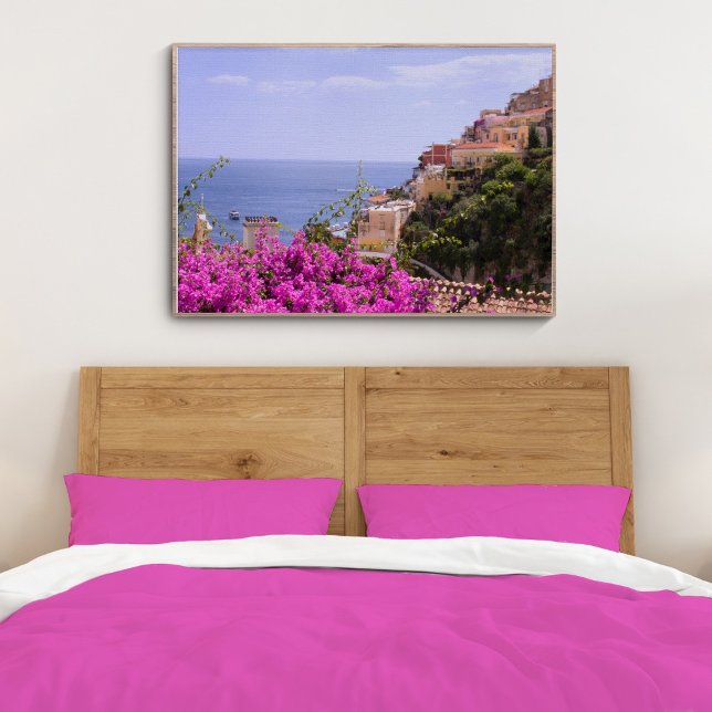 Bougainvillea Roxo Com Vista A Positano Poster (Criador carregado)