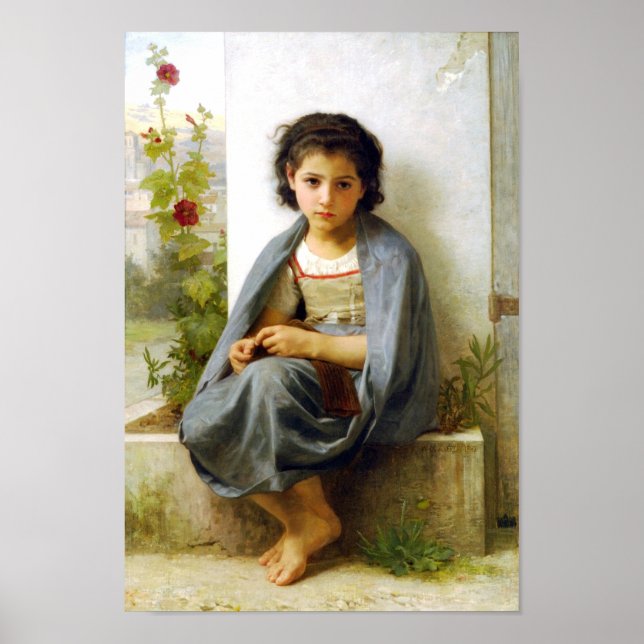 Bouguereau O Pequeno Poster De Knitter (Frente)