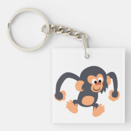 Bouncy Cartoon Chimpanzee Acrylic Chaveiro