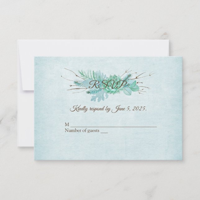 Bouquet floral turquesa aquarela RSVP (Frente)