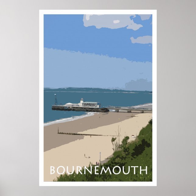 BOURNEMOUTH Vintage Style Poster (Frente)