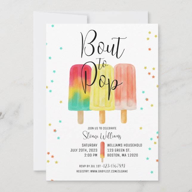 BOUT TO POP - Convite para Chás de fraldas (Frente)