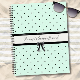 Boutique Chic Mint Green Polka Dot Monogram Diary